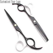 2 шт. 5,5 ''индивидуальный логотип Япония 440C красные профессиональные человеческие ножницы для стрижки волос Парикмахерские ножницы+ истончение ножницы C1023