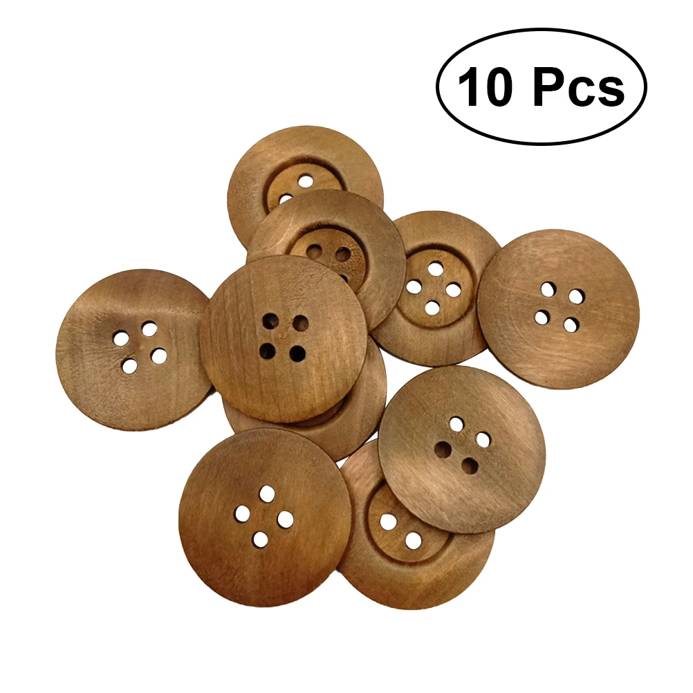 

10Pcs 4 Holes 50MM Wooden Buttons Round Shape Environmental DIY Small Fresh Wide Side Solid Printing Press Studs Snaps Buttons