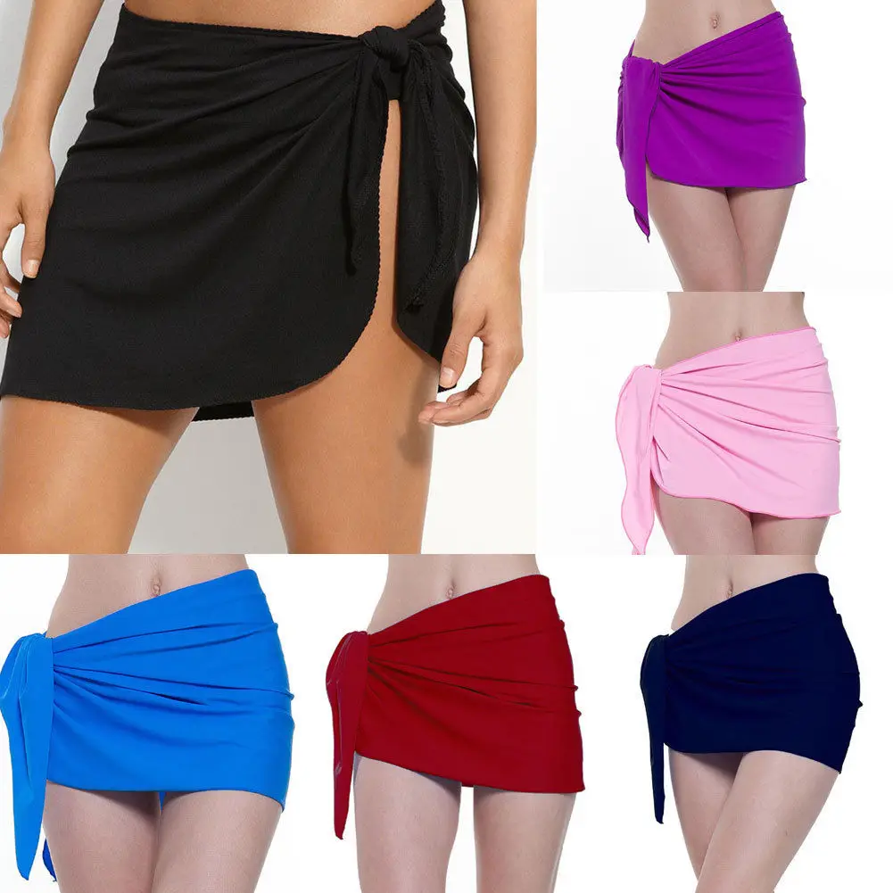 

2018 Sexy Women Ladies Mix Match Plain Chiffon Bikini Cover Ups Swimming Beach Skirts Sundress Bathing Suit Beach Apron Dress