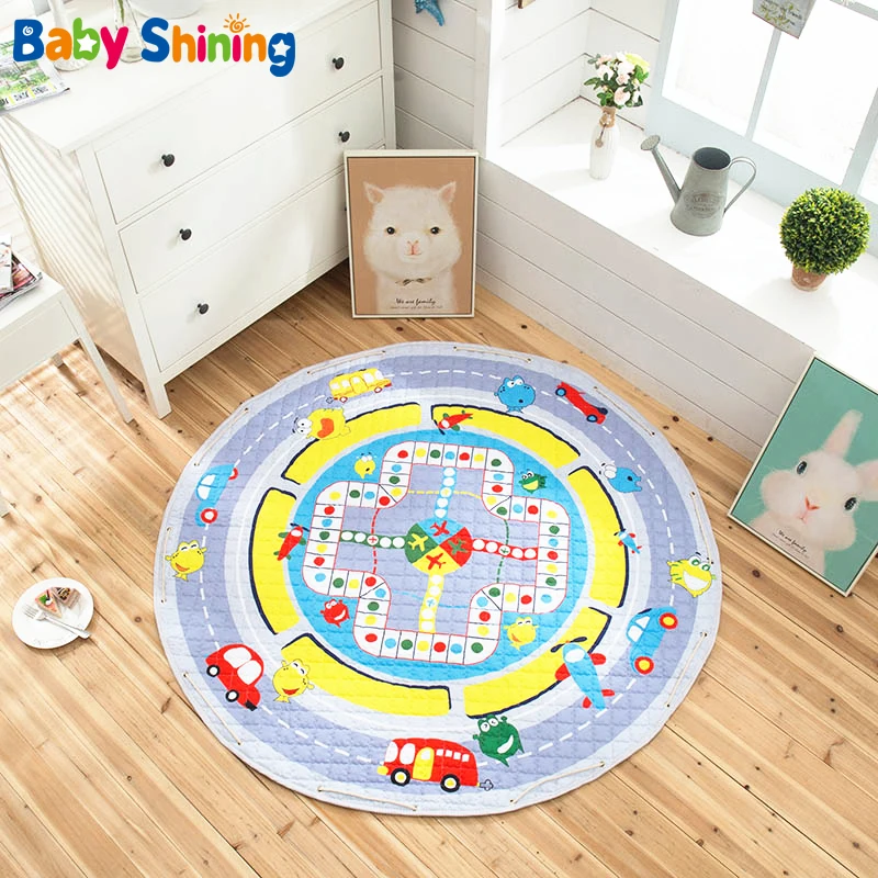 

Baby Shining Baby Games Storage Pat Round Cotton Carpet Bedroom Home Textile Carpet Diameter 150cm(59in) for Home Living Room