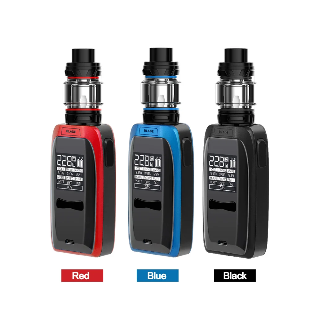 

Vape Kit ATVS Blade 228W Electronic Cigarette Kit 18650 Box Mod With 5ml 510 Thread Tank Power By 18650 Battery Vaporizer