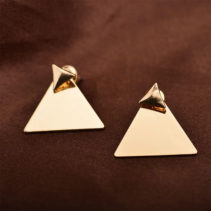 Special Designed Geometric Double Triangles Personalized Silver Golden