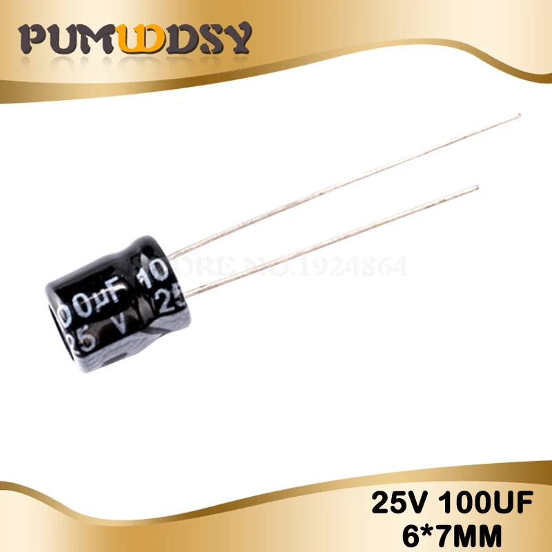 

50PCS Higt quality 25V100UF 6*7mm 100UF 6*7 25V Electrolytic capacitor