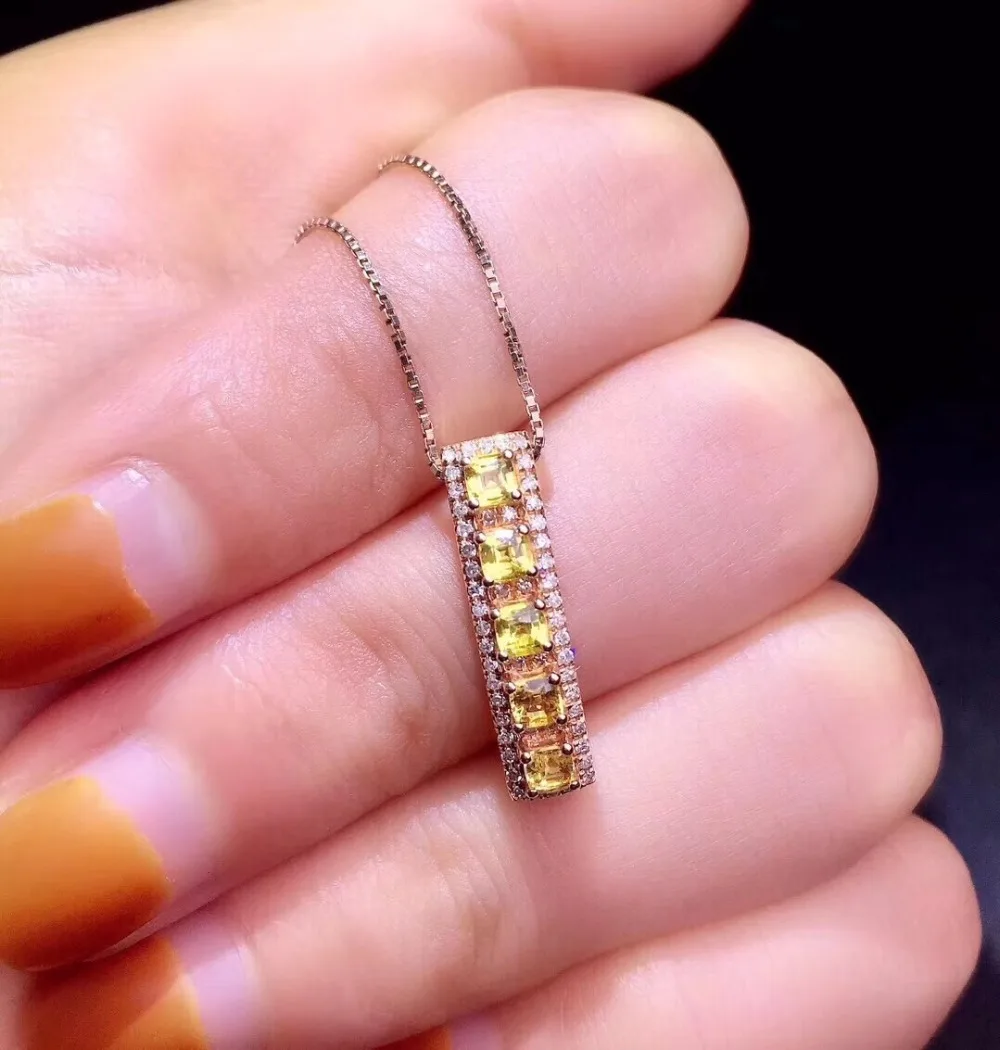 

Fine Jewelry Real Pure 18 K White Gold Jewelry AU750 Natural Yellow Sapphire and Ruby Gemstones Pendants for Women Fine Necklace