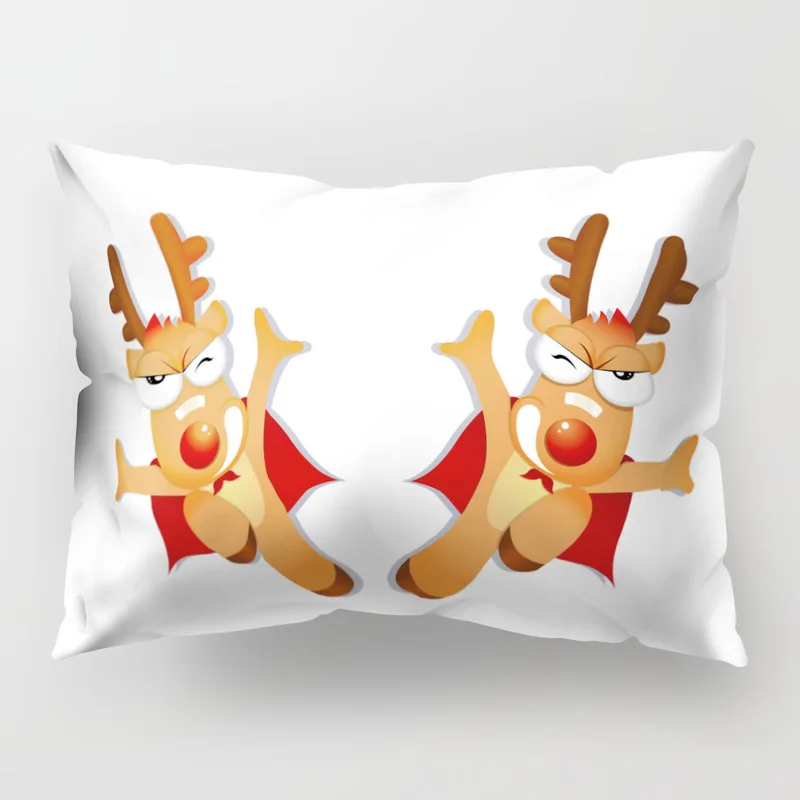 Nordic style Christmas Elk pattern polyester printed pillow cover Home cushion cover rectangular 50x30cm chair lumbar pillowcase