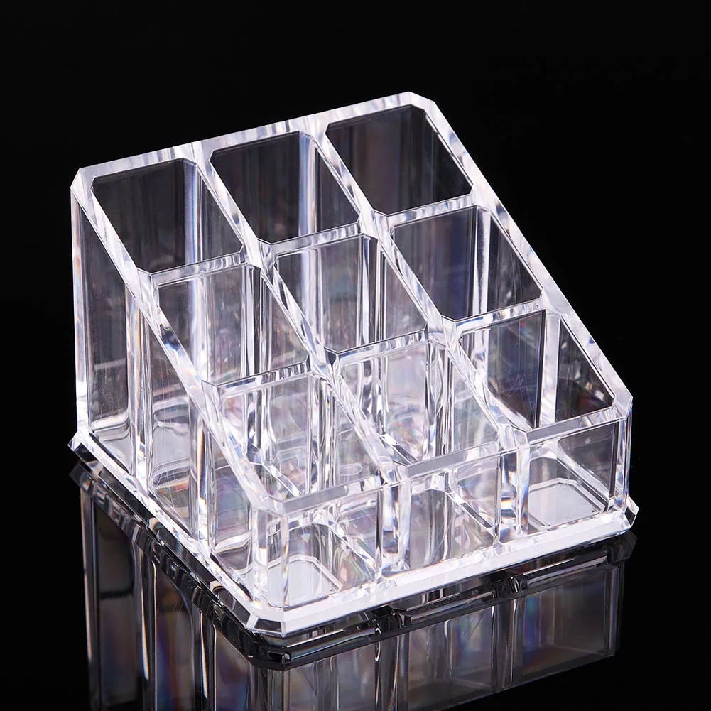 

Acrylic Makeup Organizer Display Holder 9 Slot Clear Rack for Lipsticks Brushes Nail Polish For Drop Shipping