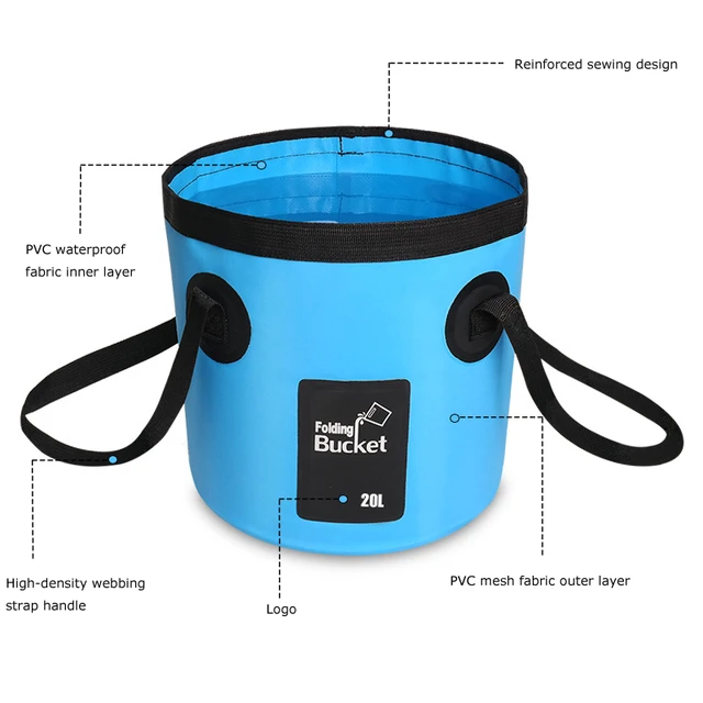 Secchio Pieghevole Per Acqua Da 13L - Blu, Ideale Per Campeggio, Giardinaggio E Lavaggio Auto - Foto 11