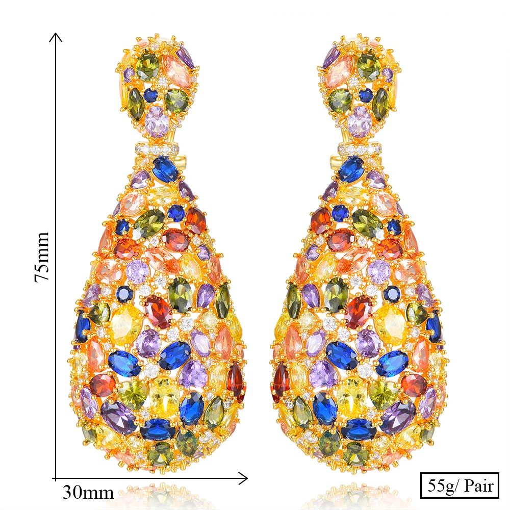 GODKI, 75 мм, макси размер, роскошные серьги в форме капли, геометрические, полностью покрытые цирконием, CZ Naija, свадебные серьги, модные ювелирные изделия