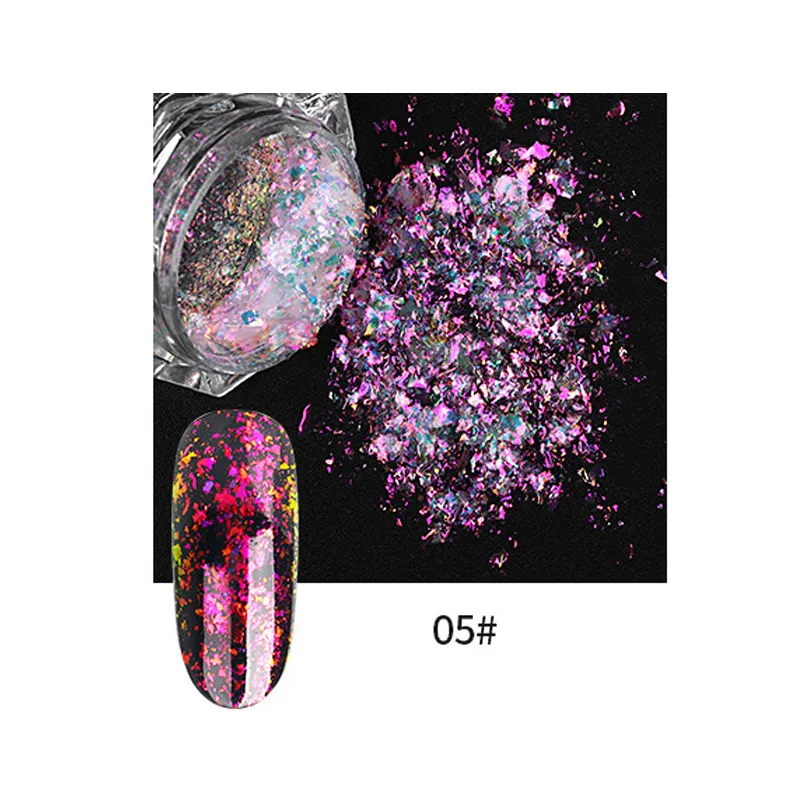 Nail Glitter Sequins Powder Holographic Spangles 3D Nail Art Decoration MH88 - Цвет: as picture
