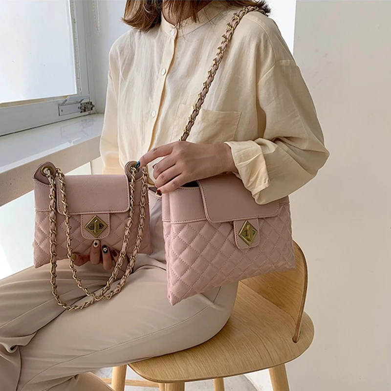 

Luxury Handbags Women Bags Designer Shoulder Bags Vinage Quilted Pink Clutch Purses Messenger Crossbody Bags For Women 2019