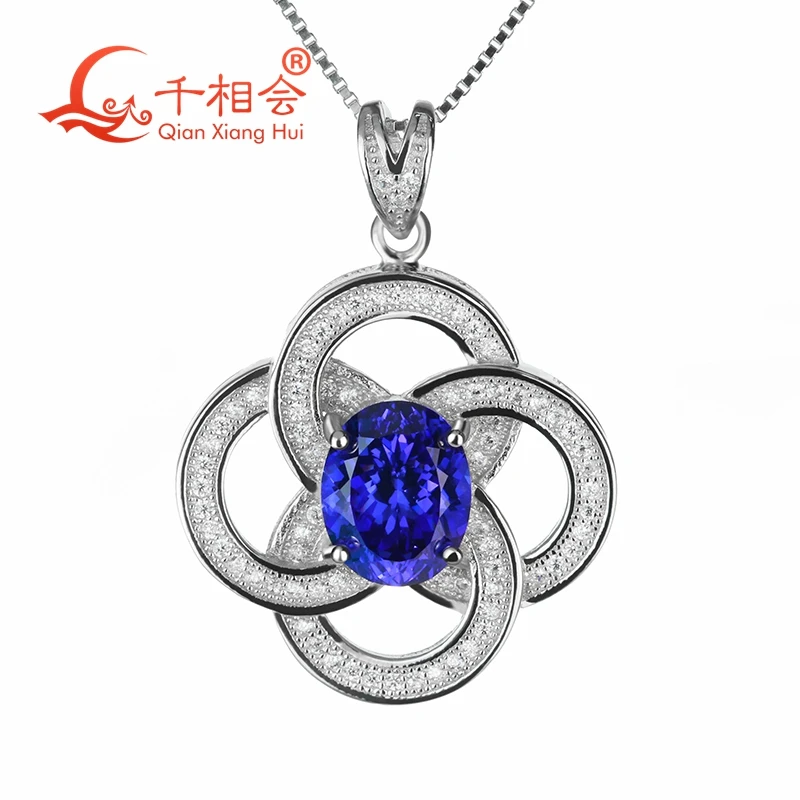Кулон из серебра 925 пробы с цветком в форме четырех кругов фианитом|silver material|pendant