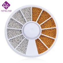 Gold silver small steel beads for nail decoration glitter wheel nail manicure tips 3D nail art decorations