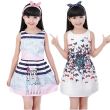 Nouvelle Année Partie Enfants Sans Manches Casual Robes pour les Filles En Bas Âge Papillon Floral Imprimé Vêtements Adolescents Graffiti Costumes