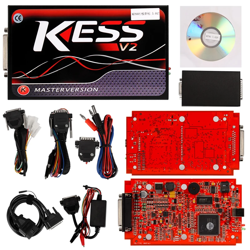 

OBD2 Manager Tuning Kit Scanner Red PCB KESS V2 V2.23 V5.017 ECU Programming Tool Online Master Version KTAG V7.020 No Token