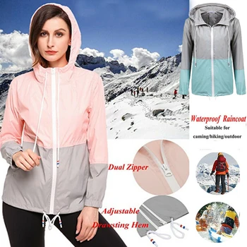 

Women's Outdoor Travel Jacket Windproof Waterproof Fashion Zip Hooded Coat Raincoat Forest Wilderness Urban Life Clothes NEW