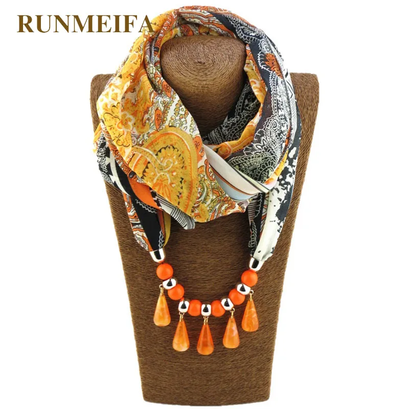 

Bosnia National Style Acrylic Water Drop Necklace Pendant Scarf Solid Pure Ponchos Jewelry Cape Casual Fashion Accessories Shawl