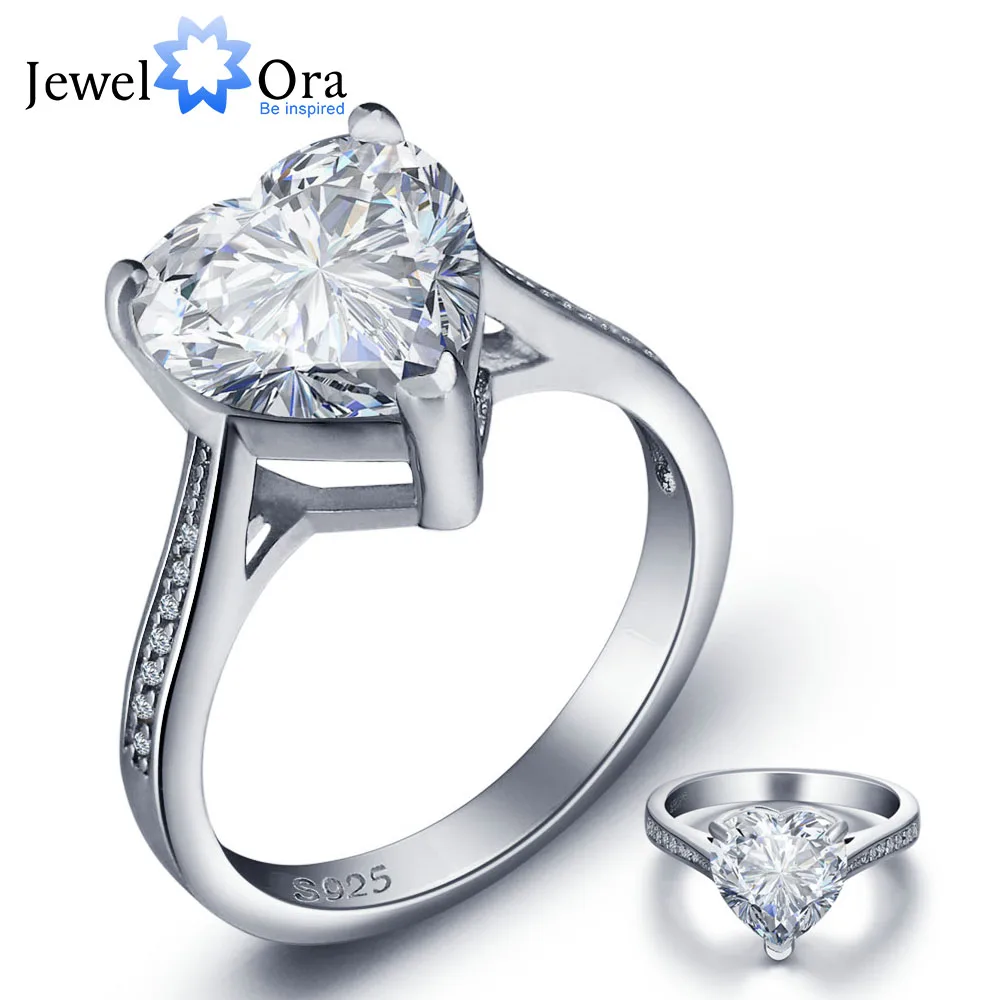 Romantic Heart Shape 925 Sterling Silver Ring Luxurious Engagement Women Ring Wedding Accessories (JewelOra RI102025)