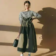 Осенняя Женская юбка с высокой талией из хлопка, винтажная, с цветочным рисунком, на шнуровке, повседневная, универсальная, женская, свободная, модная юбка