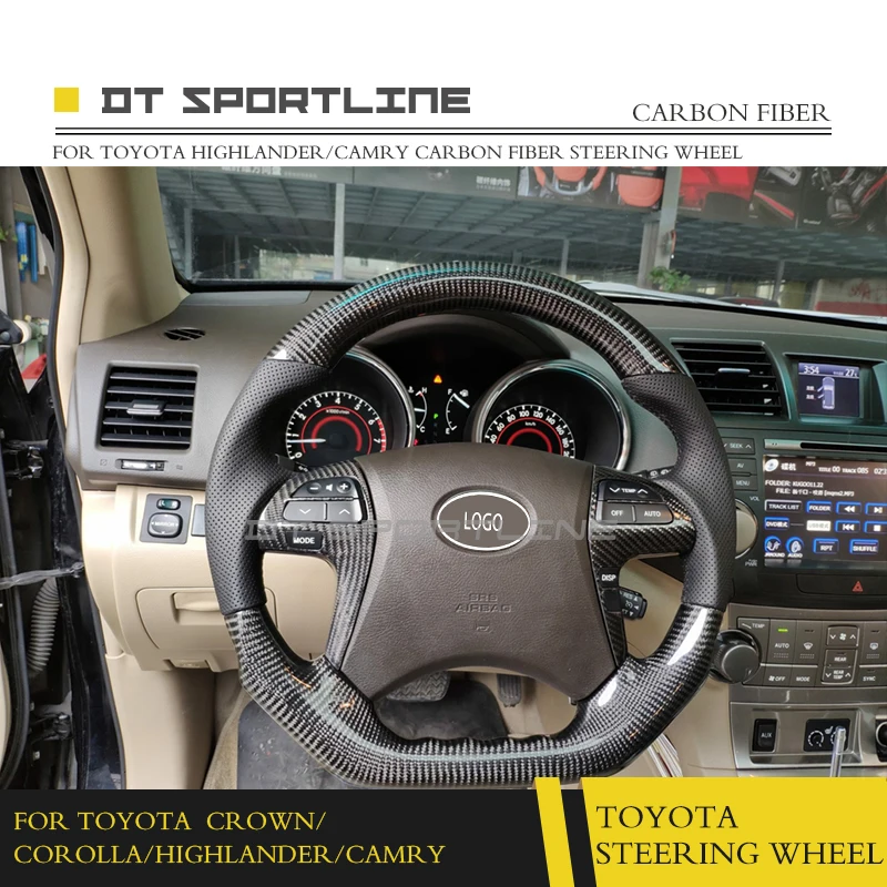For Toyota Crown Corolla Camry Highlander Carbon Fiber Steering For Toyota Crown Corolla Camry Highlander Carbon Fiber Steering Wheel Replacement Accessories In Wheels Horns From