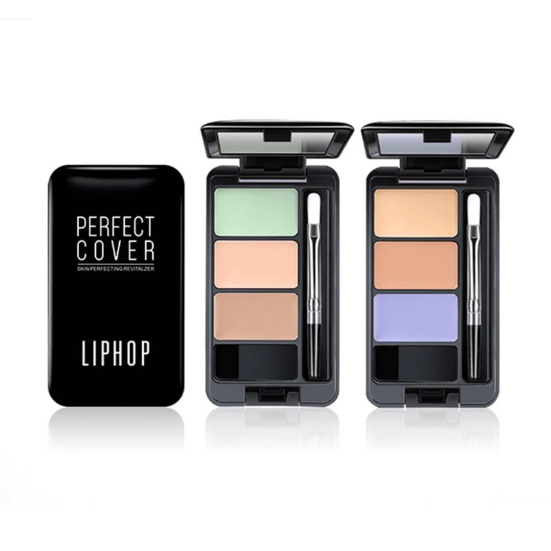 

New 3 Colors Concealer Palette Facial Foundation Cream with Brush Makeup Tool