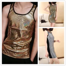 Тонкие мужские и женские унисекс джазовые шаровары золотого и серебряного цвета в клетку, майка с лазерными светоотражающими блестками, джаз, пэчворк, Танцевальный жилет