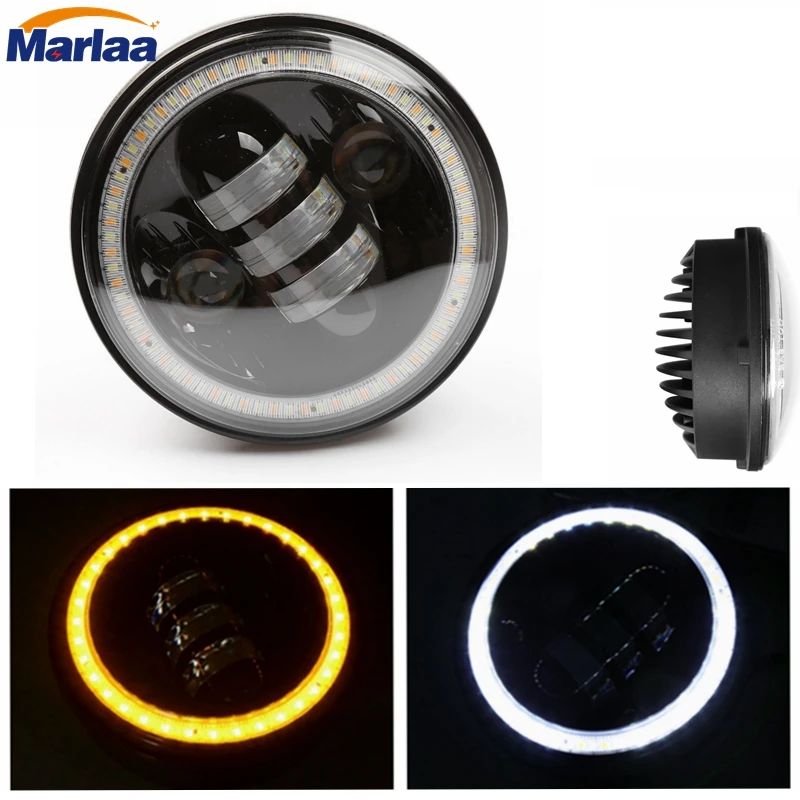 

5.75" 5 3/4 Motorcycle Projector LED Light Bulb Headlight With Halo Ring Angle Eye For Motorcycle Dyna