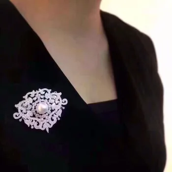 

New Brooch Natural Freshwater Pearl S925 Sterling Silver Accessories Women High-end Corsage Luxury Factory Direct
