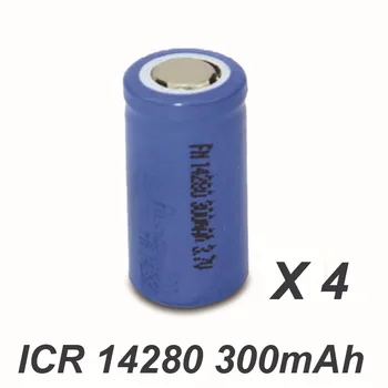 

4pcs 3.7v ICR 14280 rechargeable lithium ion battery cell 300MAH for LED flashlight torch and laser pen