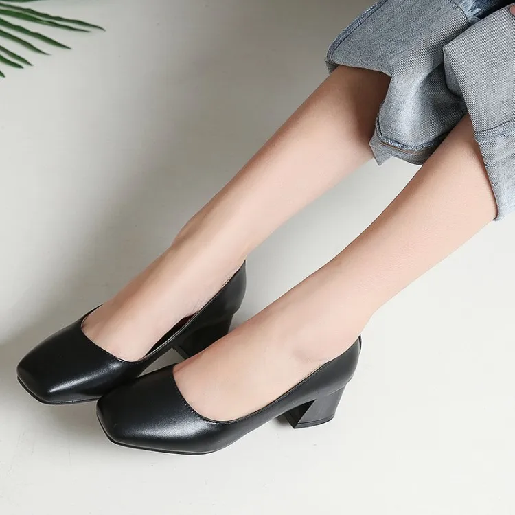 

Big Size 11 12 13 ladies high heels women shoes woman pumps Square-headed high-heeled shoes with thick heels and single shoes