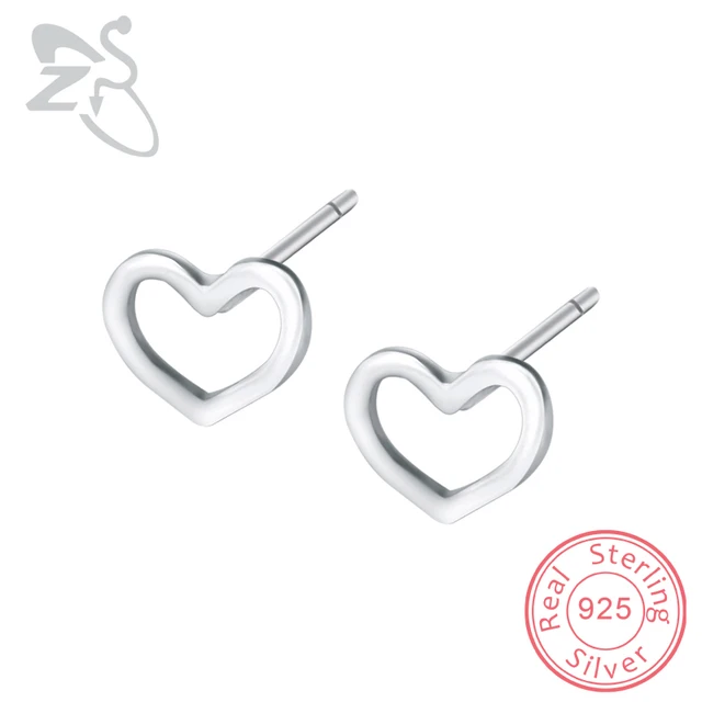 Zs 2018 Stud Earrings 925 Sterling Silver Heart Shaped Zs 2018 Stud Earrings 925 Sterling Silver Heart Shaped Hollow Out Simple
