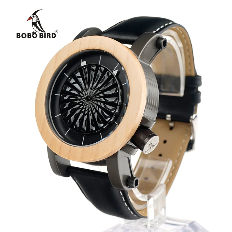 

BOBO BIRD L-M07 Mechanical Wooden Stainless Steel Watches Luxury Vintage Watch Leather Strap Flywheel Dial Face Uomo Orologio