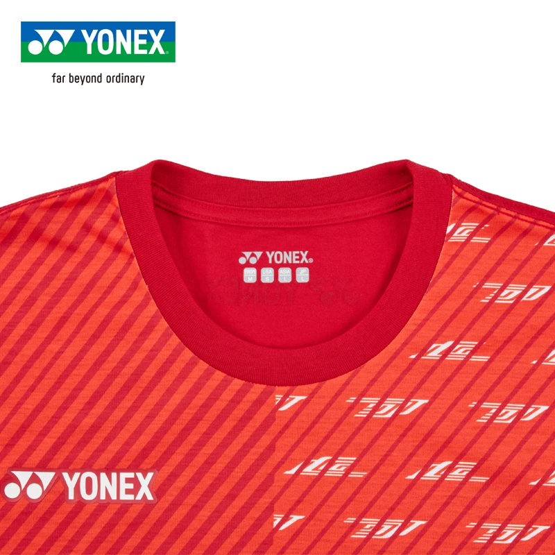 Yonex для мужчин футболки для бадминтона дышащий комфорт быстросохнущая футболка с короткими рукавами для фитнеса Спортивная футболка 16420 LCWCR
