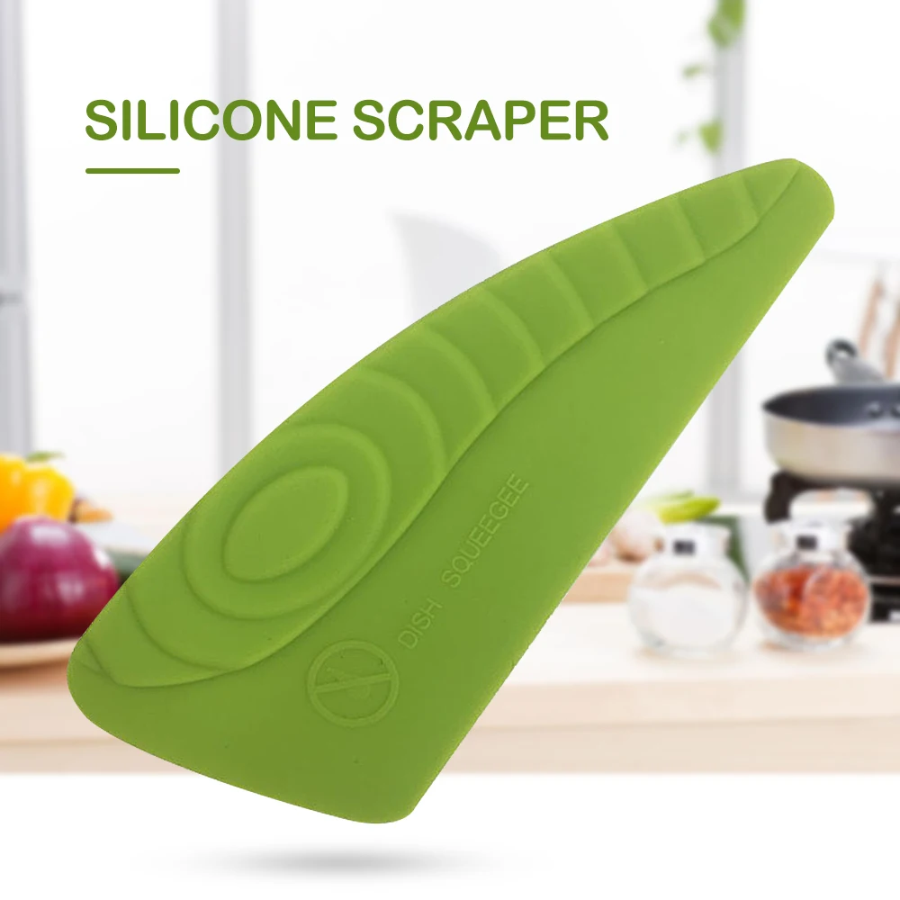 1PCS Green Creative Dishwashing Silicone Scraper Dishes Bowls Food Oil Cleaning Scraper Kitchen Cleaning Tools