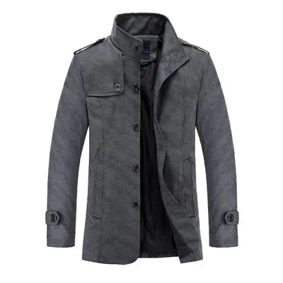 Новое поступление, мужские тренчи, осенне-зимние модные мужские пальто, мужские ветровки, водонепроницаемые пальто, повседневные куртки - Цвет: Серый