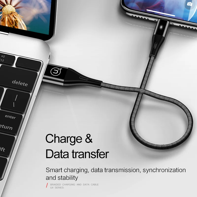USB кабель USAMS для освещения iPhone 2 м 4 А быстрой зарядки и передачи данных 7 8X6 6s plus 5 SE