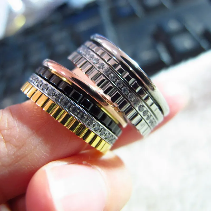 

316L Stainless steel jewelry moving circle four band rings with zircon stone for women or men