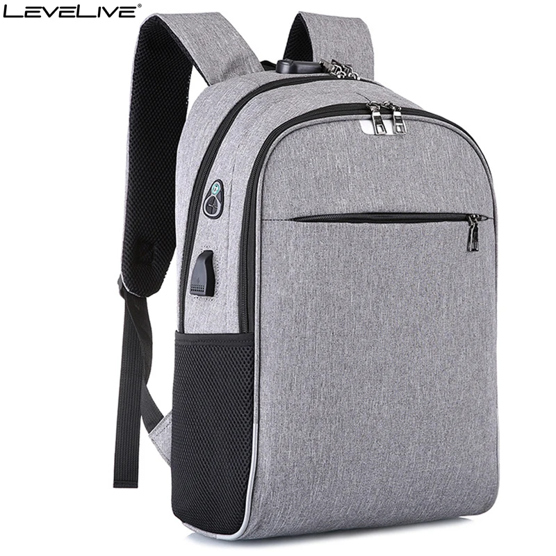 

New LeveLive Antitheft USB Recharge School Backpack Bag for Teenager Male Female Travel Bagpack Men Women 15.6" Laptop Backpacks