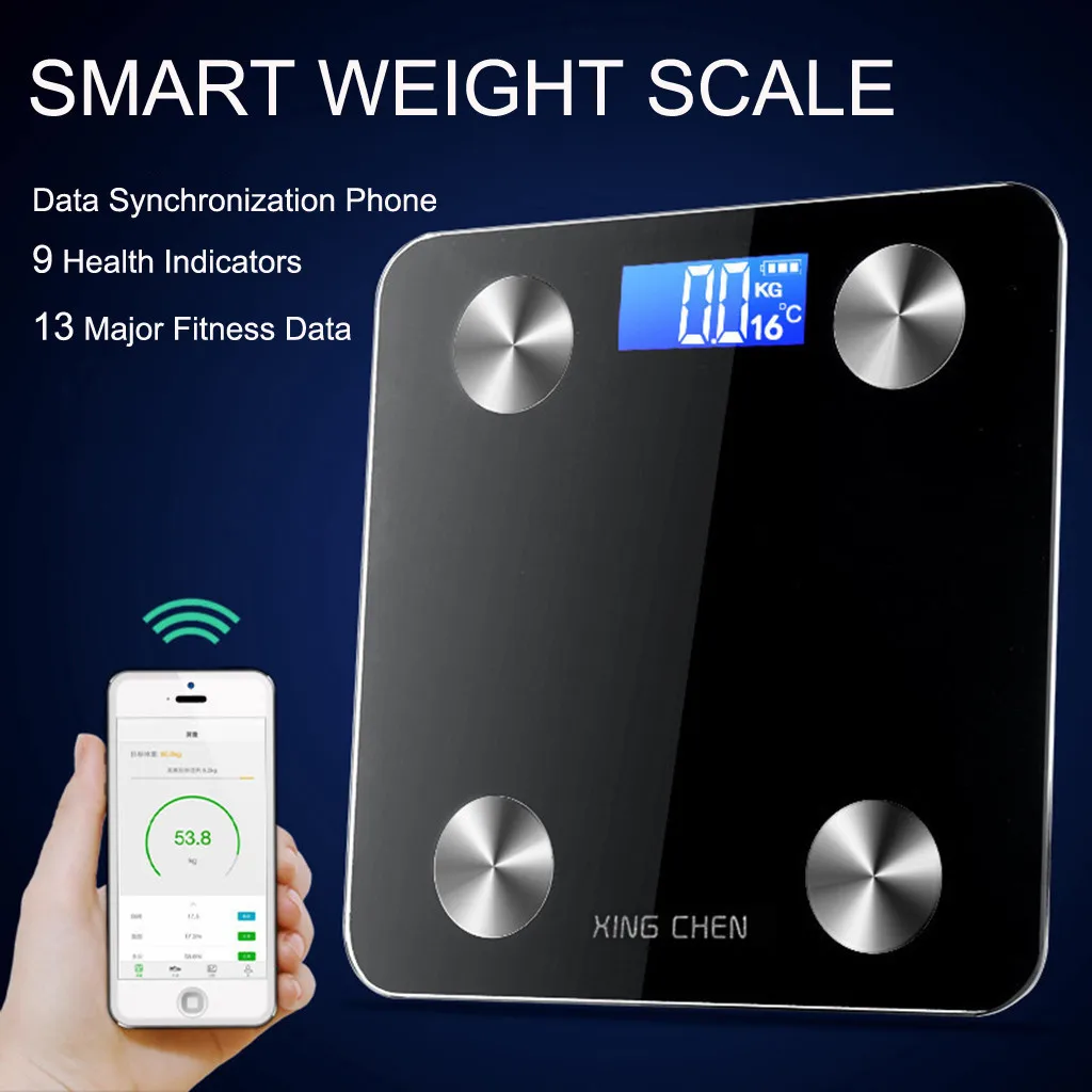 Smartphone App Bluetooth Body Fat Scale - Smart BMI Scale Digital Bathroom Wireless Weight Scale Body Composition Analyzer  F1