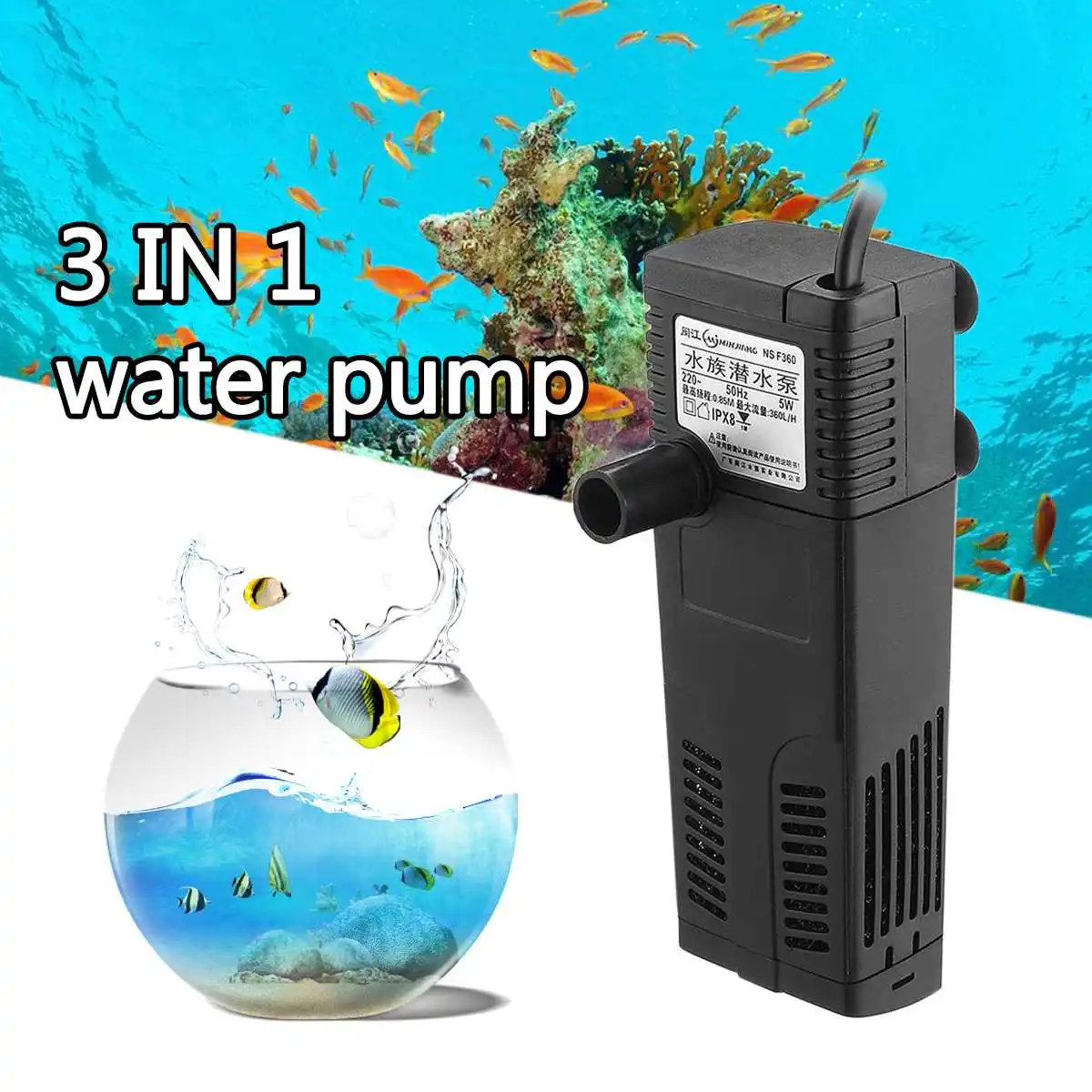 

3/4/5W Water Submersible Pump Flow 220V Water Fish Tank Pool Air Aquarium Water Purifier Filter Pump Internal Filters Pumps