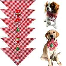 

10PCS Christmas Pet Dog Plaid Bandanas Santa Claus Snowman Xmas Tree Dog Scarf Dog Accessories Bow Ties Pet Supplies