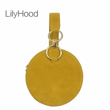 LilyHood круглый клатч модная повседневная женская сумка Circel из натуральной кожи и замши маленькая желтая сумка на запястье для мобильного телефона