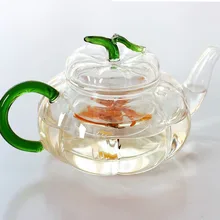 Стеклянный чайник wiht с зеленой ручкой и крышкой с зелеными листьями, термостойкий стеклянный чайник 0.6л