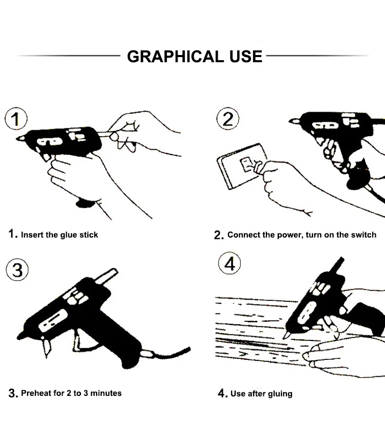 4 шт. клеевая палочка! 110 V-220 V горячего расплава клея-карандаша пистолет аппликатор для поделок Ремонт Инструменты сделай-сам аксессуары B1992