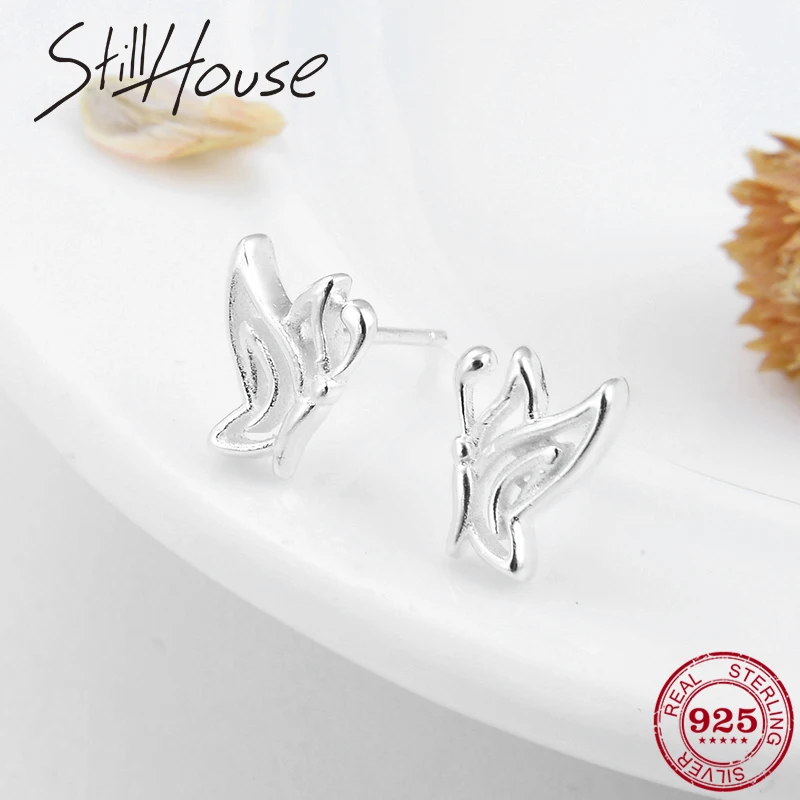 

Hot sale Hollow Butterfly Authentic 925 Sterling Silver Small Studs Earings Fashion jewelry women silver Earrings Fashion Gift
