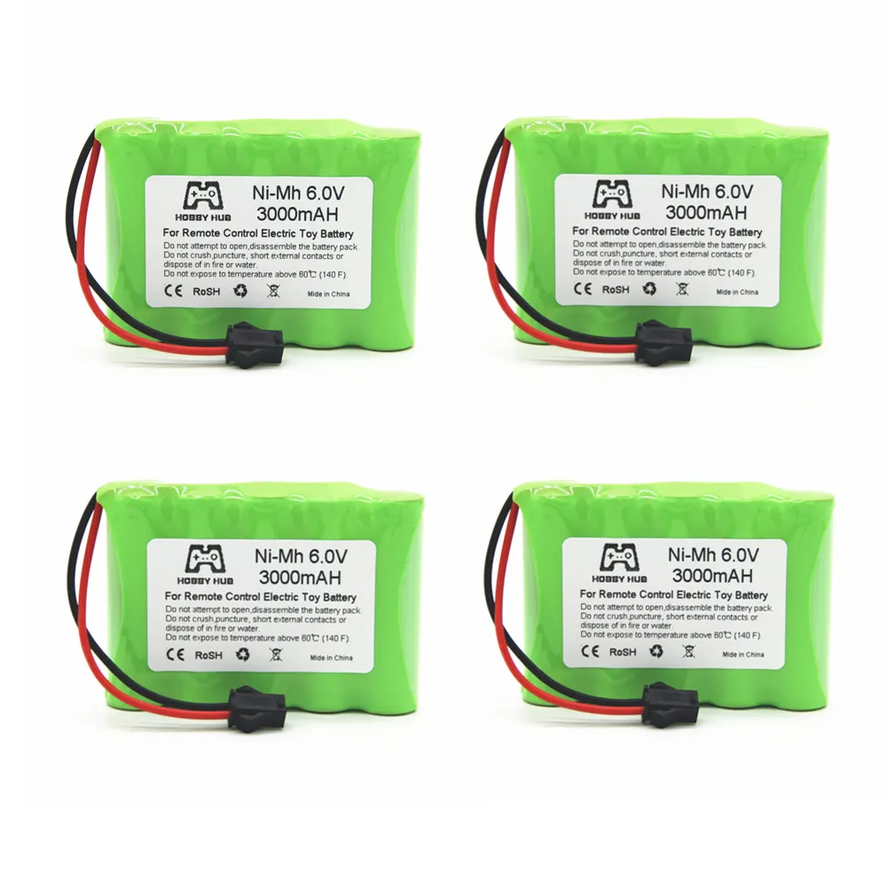 HOBBY HUB nimh 6V 3000mAH перезаряжаемая батарея для радиоуправляемых автомобилей, лодок, грузовиков, поездов 6,0 v 3000 mah AA пульт дистанционного управления, электрические игрушки, батарея - Цвет: 4PCS