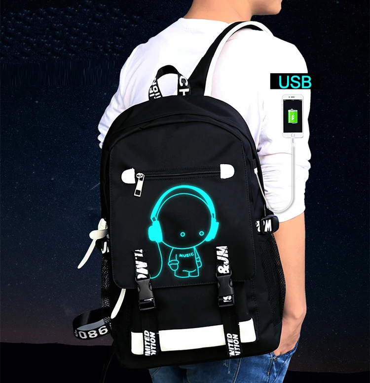 Student School Backpack 3D Luminous Animation USB Charge School bag for Teenager boy anti-theft children's backpack schoolbags