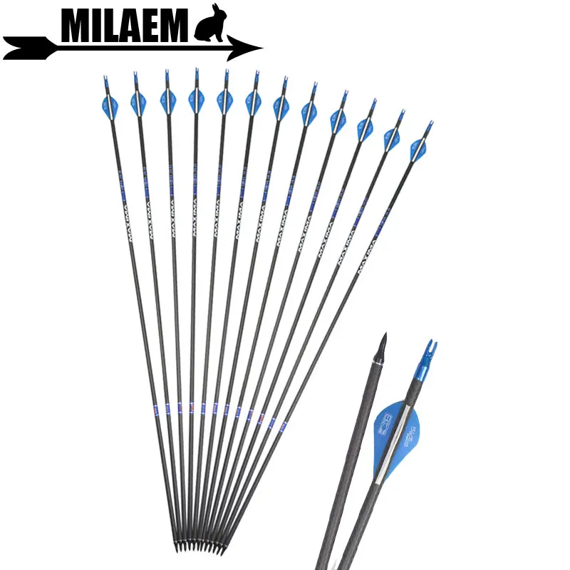 

3/6/9pcs Archery Carbon Arrow 250 Spine OD 7.6 mm Mix Carbon Arrow Crossbow Replaceable Arrowhead Hunting Accessory