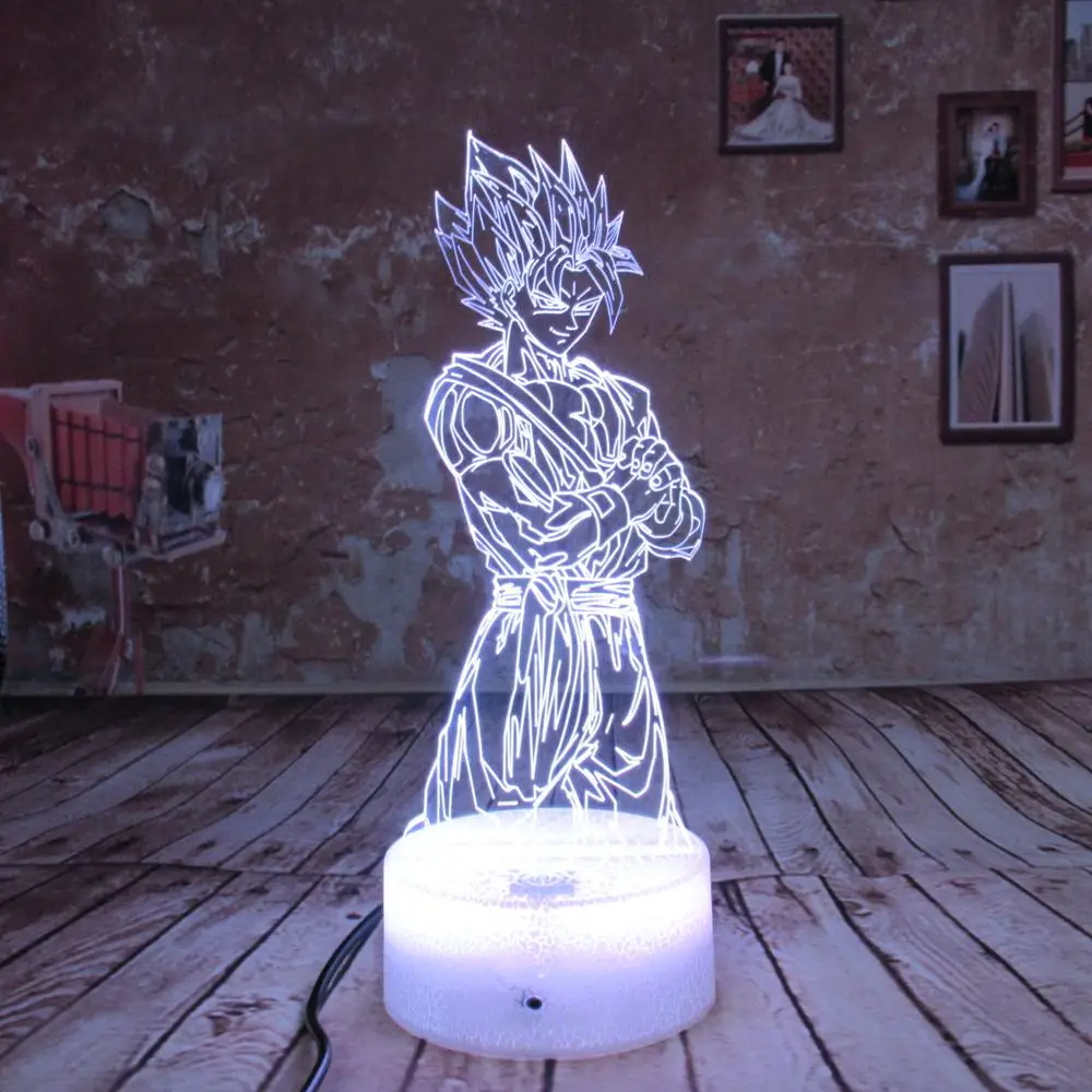 Dragon Ball Z Super Saiyan God Goku экшн фигурки 3D настольная лампа 7 цветов меняющая