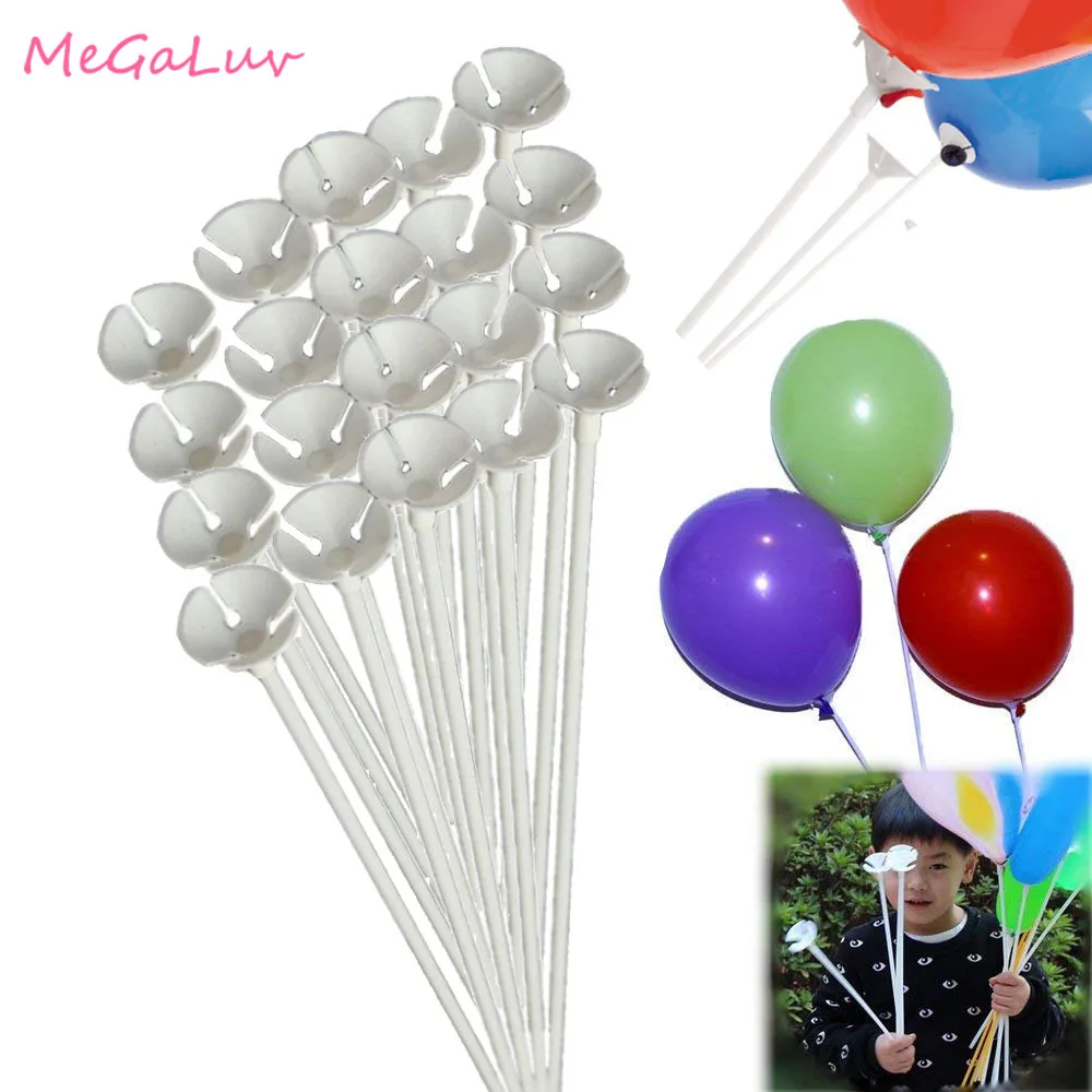 20x 32 Cm Latex Balloon Stick Balloons Holder Sticks With Cup Balloons