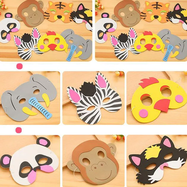 

10 Pcs/set Creative Cute Assorted EVA Foam Children Masks Upper Half Face Party Animal Masks for Kids Birthday Party Favors